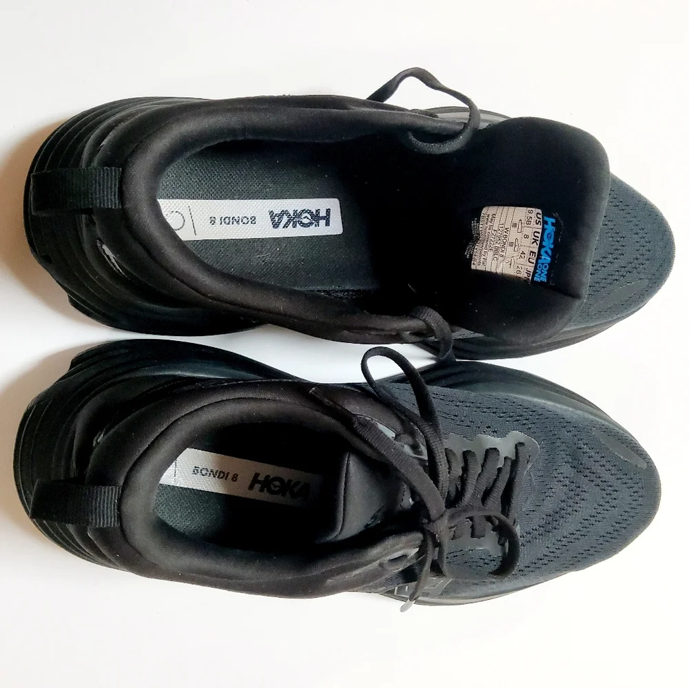Hoka One One W Bondi 8 9.5B Black Running Shoes 1127952 BBLC - Picture 6 of 8